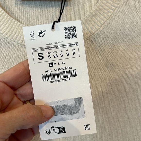 Zara Lightweight Long Sleeve Maxi Dress Cream NWT - Picture 5 of 7